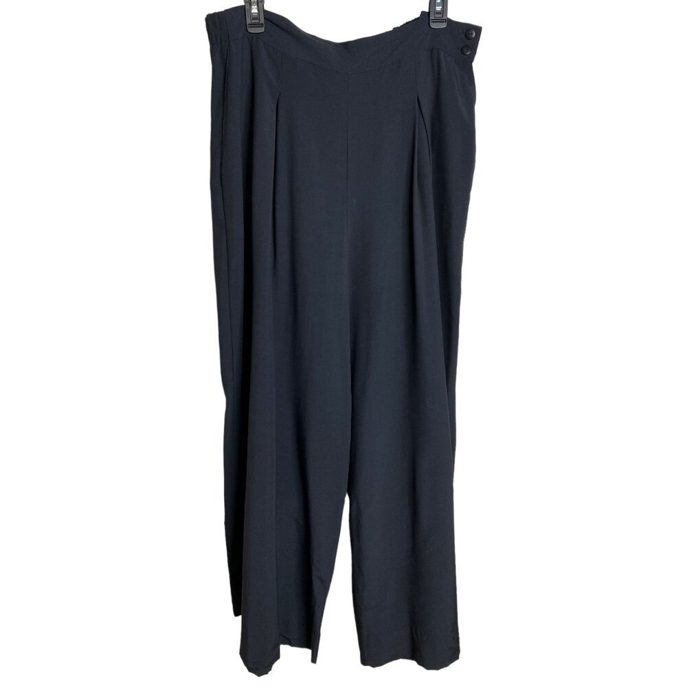 Ellen Figg Vintage Womens Black Wide Leg Pants with Elasticized Back Size M Goth